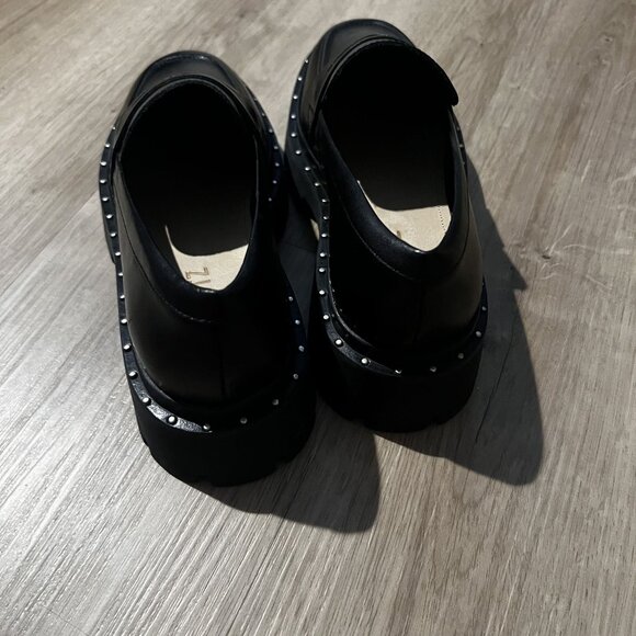NWT Schutz Black Leather Christie Studded Loafers Size 5B chunky sole NEW - Picture 4 of 10